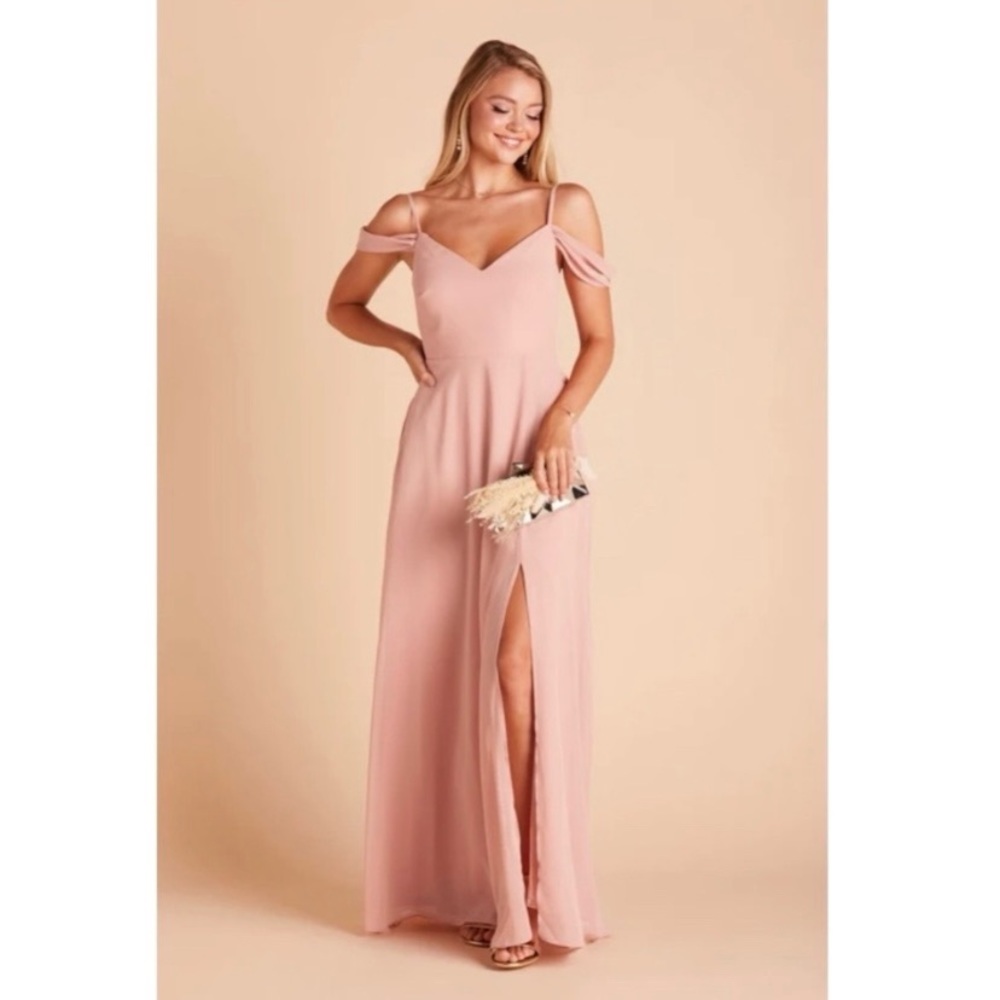 Birdy Grey Dusty Rose Devin Slit Bridesmaid Dress With Pockets Size XL NWT